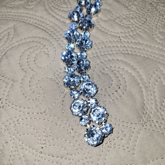Vintage Weiss Blue Rhinestone Bracelet - Picture 3 of 7